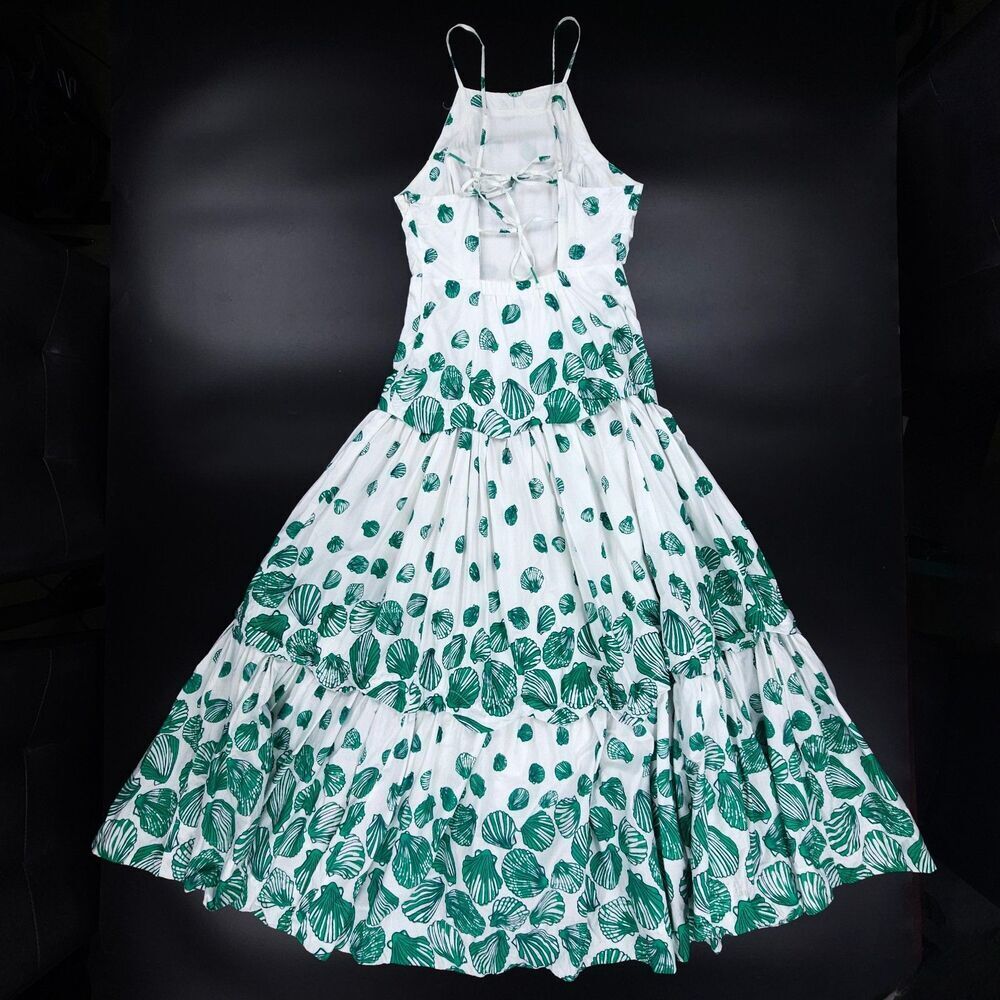 ANTHROPOLOGIE Maeve Halter Tiered Maxi Dress Shell Coconut Girl Mermaid Boho - Picture 7 of 15